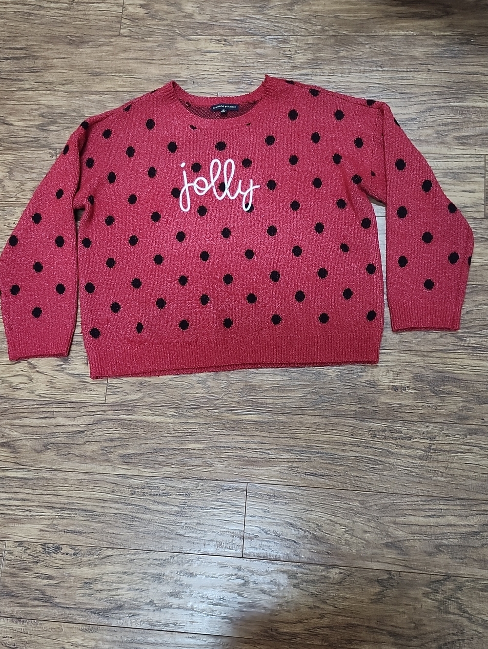 Adrienne Vittadini Red Polka Dot 'Jolly' Crewneck Sweater